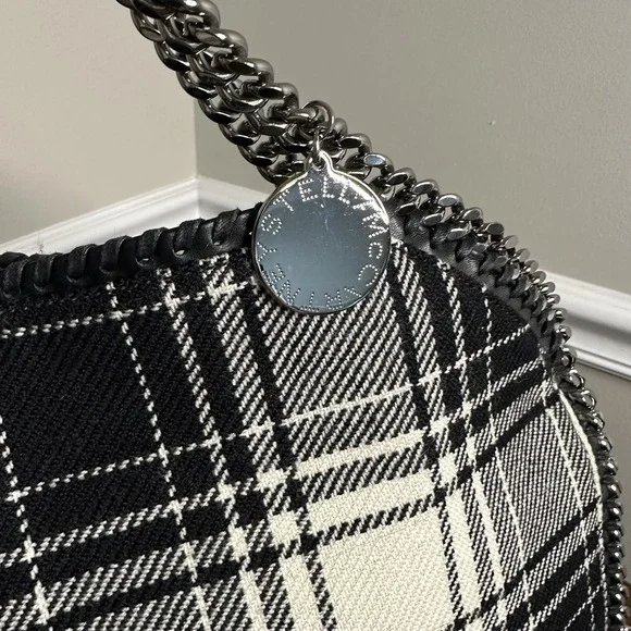 Stella McCartney Black and White Plaid Satchel - Picture 6 of 13